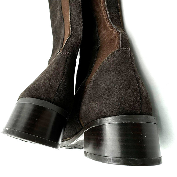 DONALD J PILNER Womens size 6 Brown Boxer Suede Leather Tall Chunky Riding Boots - Picture 3 of 8